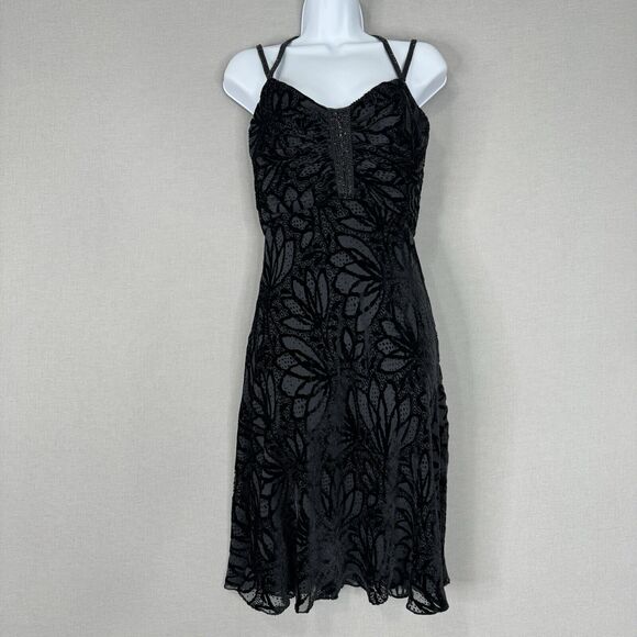 Badgley Mischka Dresses & Skirts - Vintage Badgley Mischka Womens Dress 2 Black Velvet Burnout Whimsigoth Fairy Y2K